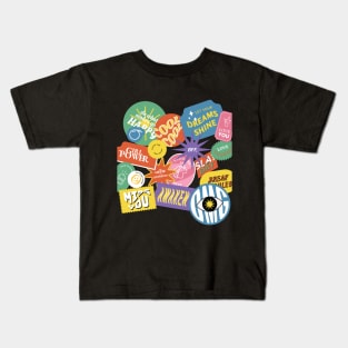 Vintage Word Stickers Kids T-Shirt